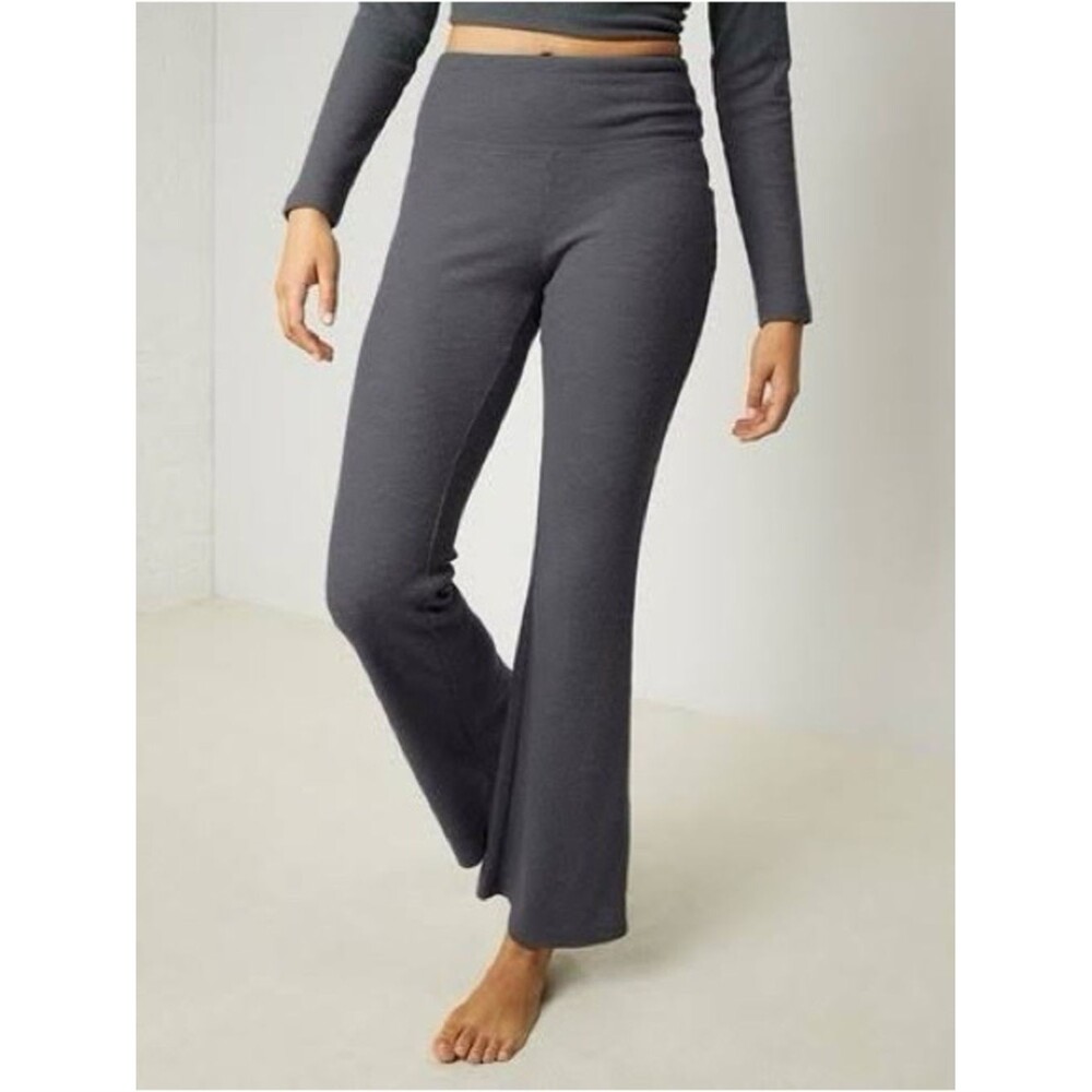 UpWest Charcoal Grey Waffle Thermal Flare Relax Lounge Pajama Pants Medium